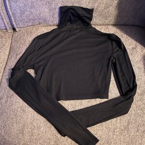 Sunday Best Black Turtleneck Long-Sleeve Crop Top